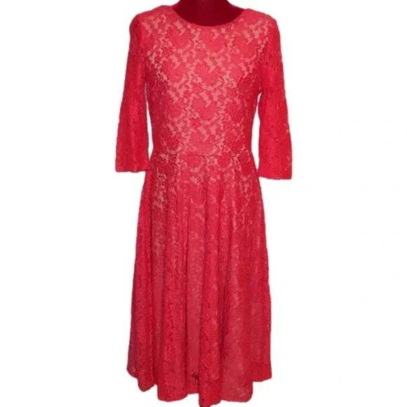 Melrose Pink Lace Illusion A Line Dress; Size 10 - Picture 1 of 8